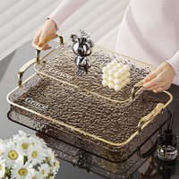 Luxury-Style Serving Tray - Transparent with Handle - High-End Tray for Home Restaurants - Durable Storage Plate