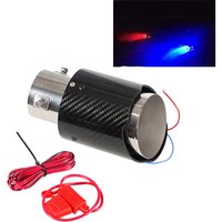 Racing Red Flame Led Exhaust Muffler Tip Carbon Fiber Racing Automobile Car Tail Pipe Light 2.5 Inch Inlet 4 Inch Outlet