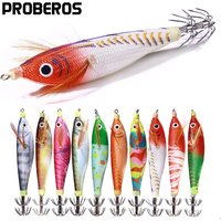 10g Squid Jig Hooks Luminous Wood Shrimp Hard Bait Double-Layered Hooks Squid Lure Artificial for Fishing Freshwater Saltwater