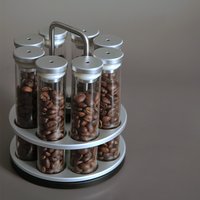 MADBALL 8 Single Dose Espresso Bean Cellars With Rotatable Display Rack And Funnel, Coffee Bean Storage Glass Tube