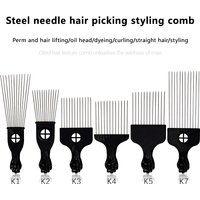 Black Metal African American Pick Comb Hair Combs Hair Comb for Hairdressing Styling Tool Salon Barber Shop Accessories 6 Style