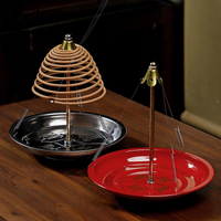 1/3Pcs Stainless Steel Ash Catcher Coil Incense Burner Red Anti Extinguishing Incense Plate Ring Incense Rack Home Decor〔Nest〕