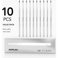 Natami 10PCS G2 Gel Pen Refills 0.5mm Black Ink – Smooth Writing, Quick Dry, Long Lasting, Compatible with Most G2 Pens Office S