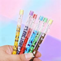 6/12pcs Pixel Style Colored Pencils Set, Creative Cartoon Pattern Drawing Pencils, Smooth Writing & Coloring Stationery for Kids