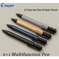 Pilot Legno wooden Barrel Pen,3-in-1 Multi Pen Black/Red Hybrid Ink Gel Pen+Auto Pencil School Office Supply Japanese Stationery