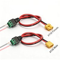 2-Pin Terminal Solderless to XT30 Male Female Adapter Charging Connector Cable, for RC Lipo Battery, Car Boat,FPV Racing Drone