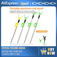Telescopic Fishing Rod Holder Rest, Heavy Duty Swivel Y Stand with Ground Spike, Portable Aluminum Pole Holder for Bank Shore La