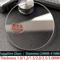 Verre saphir plat à haute transparence, épaisseur 1,0/1,2/1,5/2,0/2,5/3,0 mm, diamètre 24 mm-41 mm, pièces de montre en verre cristal circulaire