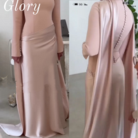 Pink Long Sleeves Prom Dress Mermaid Evening Dresses Pleat with Side Train Satin Formal Wedding Party Gown Customized 2025