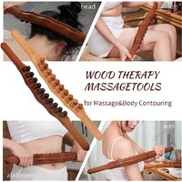 Wooden Gua Sha Scraping Massage Tool Relieve Sore Muscles Wood Guasha Stick 20 Bead Wand Shoulder Neck Leg Roller Relax Tool