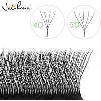 NATUHANA W-shaped 4D 5D Premade Volume Fan Lashes 0.07mm C/D Curl Lndividual Lashes Natural Soft False Eyelashes for Makeup