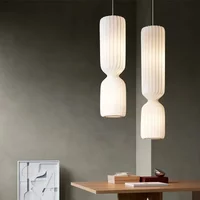 Dębowa designerska lampa wisząca w kształcie cylindra z jedwabiu do salonu, willi dwupoziomowej, loftu, dekoracji schodów, oświetlenie podłogowe LED.
