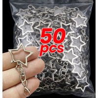 5/50Pcs Five Point Star Lobster Clasp Keychains with Hanging Buckle DIY Metal Pendant Key Chains Craft Making Jewelry Accessory
