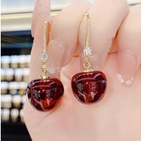 The 2025 New Red Cherry Cherry Earrings are Stylish and Earrings For Women Korean Fashion Jewelry Design Personalized Earrings