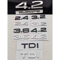 3D ABS Car Letters Logo 2.4 3.6 3.8 4.2 TDI Sticker Rear Trunk Emblem Badge For Audi A3 A4 A5 A6 A7 A8 Q3 Q5 Q7 Q8 Accessroies