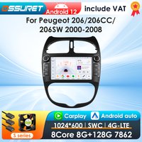8G 128G Android 12 Auto-Multimedia-Player Für PEUGEOT 206 206CC 206 SW 2000-2008 Carplay GPS navi Video 2din Autoradio 7862