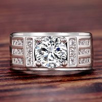 Luxury Party Men Rings Creative Imitation Moissanite Rings for Men Sterling Silver Wedding Ring with 925 Stamp Jewelry Wholesale