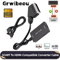HD1080P SCART To HDMI-Compatible Converter with Cable SCART In HDMI Out Video Audio Converter Adapter for TV/Desktop/DVD Player