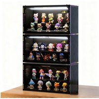 Transparent magnetic box display case, handmade figurine storage box collection display cabinet