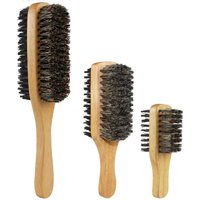 1PC Men Boar Bristle Hair Brush S/M/L Natural Wooden Wave Brush for Male Beard Hairbrush Dual-purpose Double-sided Beard Brush