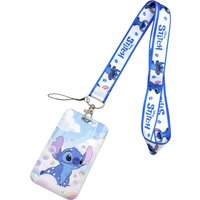 Disney Stitch PVC Card Cover Student Campus Hanging Neck Bag Card Holder Lanyard ID Card Holders key chain