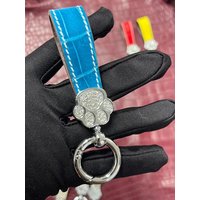 Genuine Crocodile Skin Cat Paw Keychain Real Crocodile Leather Rhinestone Key Ring Luxury Car Key Holder For Men Women