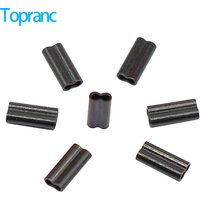 Topranc 15Pcs Black Copper Double Barrel Crimping Sleeves Fishing Wire Leader Fixer Saltwater Fishing Rigging Tube Connectors