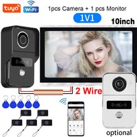 New 1080P 10 Inch Touch Screen Wifi 2 Wire Video Doorbell Smart TUYA Home Video Intercom 32G Card Rceord Kit Motion Detection