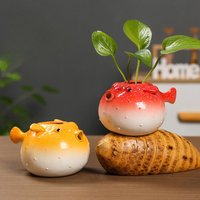 Fisch Keramik Sukkulenten Pflanzer Globefish Keramik Bonsai Topf Kaktus Pflanze Blumentopf Luft Pflanzen Halter Display für Home Office Schreibtisch