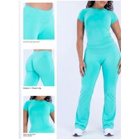 Denyf 2PcS Impact Naked Beauty Back Vest Yoga Suit Pilates Flared Pants Sports Outdoor Running Fitness Suit