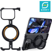 Eary for Google Pixel 9 Pro XL Fold Phone Case With Magsafe 360 Rotate Ring Stand Metal Bumper Frameless Protective Cover Shells