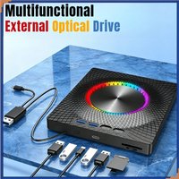 Odtwarzacz CD DVD 7-w-1 z funkcją nagrywania, z portami Type-C i USB 3.0, zewnętrzny napęd DVD, przenośny czytnik optyczny do laptopa, komputera stacjonarnego i notebooka.