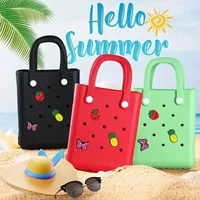 Jelly Beach Charm Bag EVA Rubber Waterproof Summer Travel Shoulder Handbags Crossbody Messenger Cartoon Jibz Women Kid Tote Bag