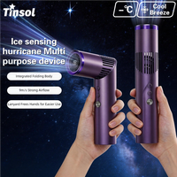 TINSOL lipstick portable mini fan, equipped with a brushless motor, foldable digital display mini neck-hanging fan