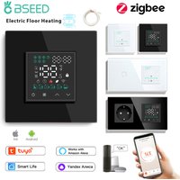 BSEED Zigbee Electric Floor Heating Thermostat Touch Smart Switches With Room Temperature Controller Tuya Smart Life USB Socket