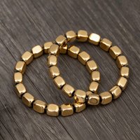 Fashionable Gold Hematite Bead Bracelet Natural Stone Elastic Bracelet Healing Energy Weight Loss Bracelet Men's Jewelry Gift