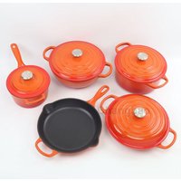 5pcs/set Enameled Cast Iron Stew Pot Seafood Pot Milk Pot Frying Pan Cookware Set