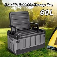 Large foldable storage box, portable outdoor camping seat storage box, thickened luggage storage box, fishing box, backrest