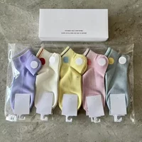 Lemon 5 Pairs Cotton Socks Women Summer Fashion Black White Sports Short Socks Girls Cute Style Low Tube Boat Socks 35-40