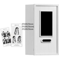 White Receipt Photo Booth Compact Instant Print Self Service Photo Kiosk Wi-Fi Touch Screen Wooden Material for Cafes Pop Stores