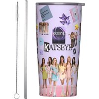 Katseye Kpop Music Insulated Tumbler with Straws Lid Vacuum Thermal Mug Double Wall Bottle Cups, 20oz