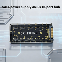 SATA Power 10-Port 5V 3Pin ARGB Hub, Transparent Acrylic Case Addressable RGB Splitter for PC Case Lighting
