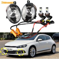 2 X 24W Car Front Bumper Fog Light Assembly LED Bulb + Canbus Decoder + Lampshade For VW Volkswagen Scirocco 3/III 2008-2014