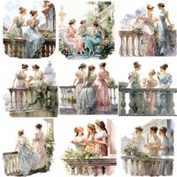 12Pcs/Pack Best Friend Balcony Sticker DIY Craft Scrapbooking Album Junk Journal Decorative Stickers