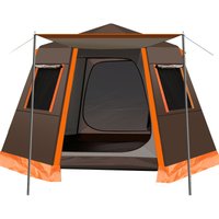 UV Hexagonal Large Size Aluminum Pole Automatic Outdoor Camping Wild Big Tent Family Travel 4-6Persons Awning Tourist Pergola