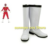 Gekisou Sentai Carranger Cosplay Shoes White Boots Black Line