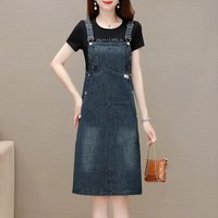 4XL Large Size Strap Denim Dress Women Spring Summer Korean Loose Sleeveless Adjustable Jeans Dresses Mother Sundress Overalls