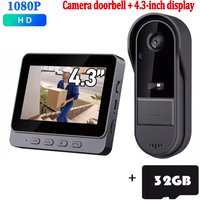 Wireless Wifi Doorbell Camera 1080P Waterproof Video Intercom Doorbell 4.3in IPS Screen Home Security Door Bell IR Night Vision