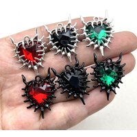 5pcs Gothic Thorn Heart Charms Spiky Burning Heart Pendant Punk Necklace Earring DIY Thorns Charms Jewelry Handicraft Making