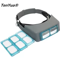 TenYua 1.5x 2x 2.5x 3.5x Head Wearing Magnifier Eye Loupe Watchmaker Repair Third Hand Helmet Magnifying Glasses for Reading